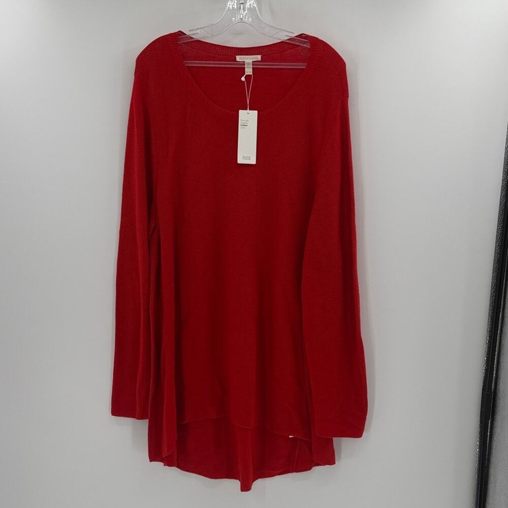 Eileen Fisher Women's Peruvian Organic Cotton Links Tunic Sweater - Lava XL NWT